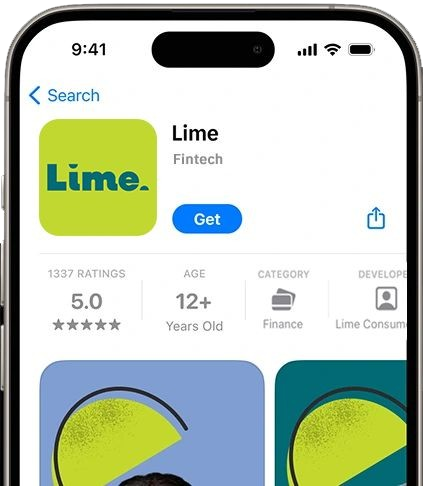 iPhone mockup showing Lime app